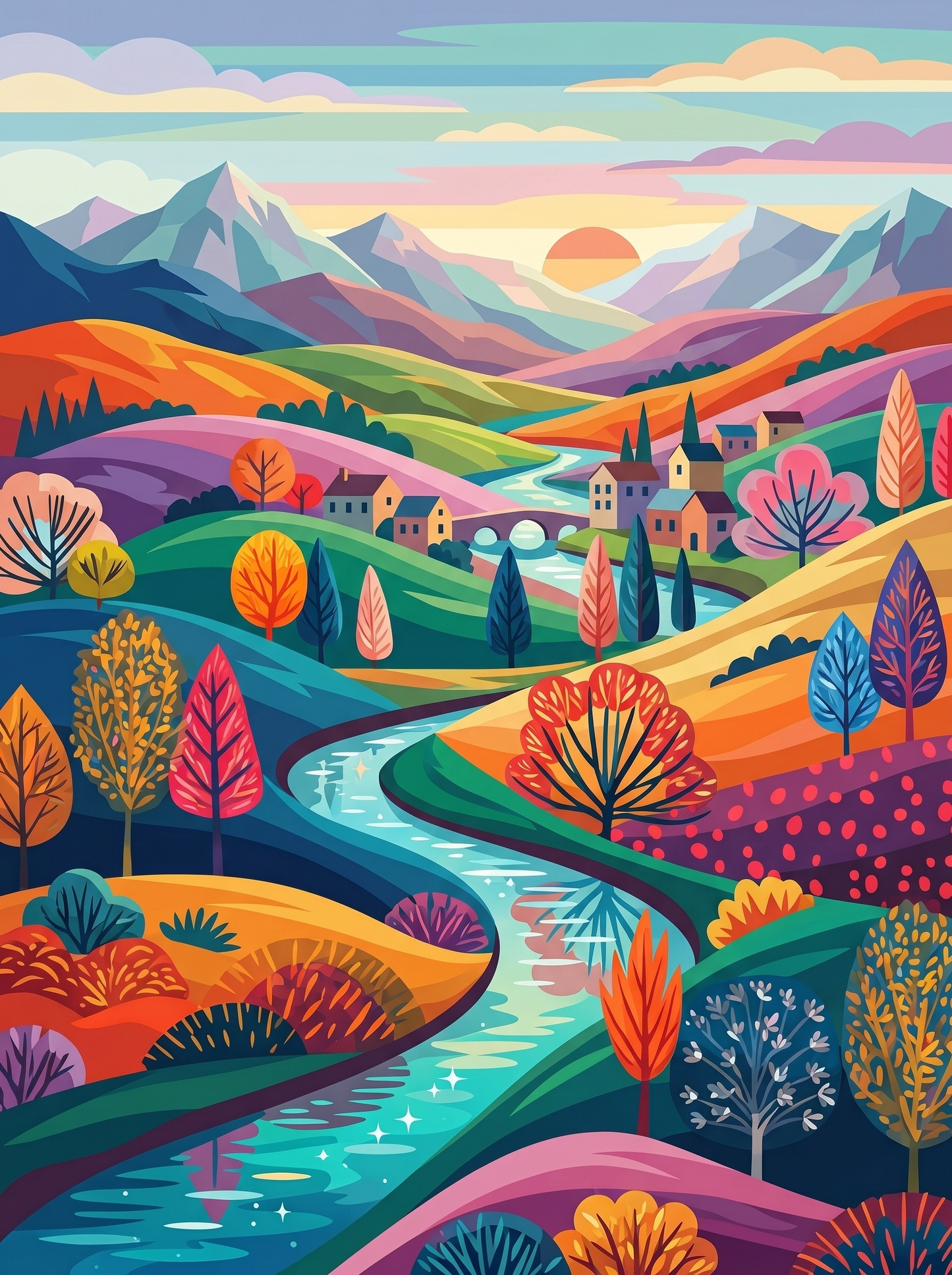 Color Valley River Journey (Diamond Painting) Diamond Painting kit