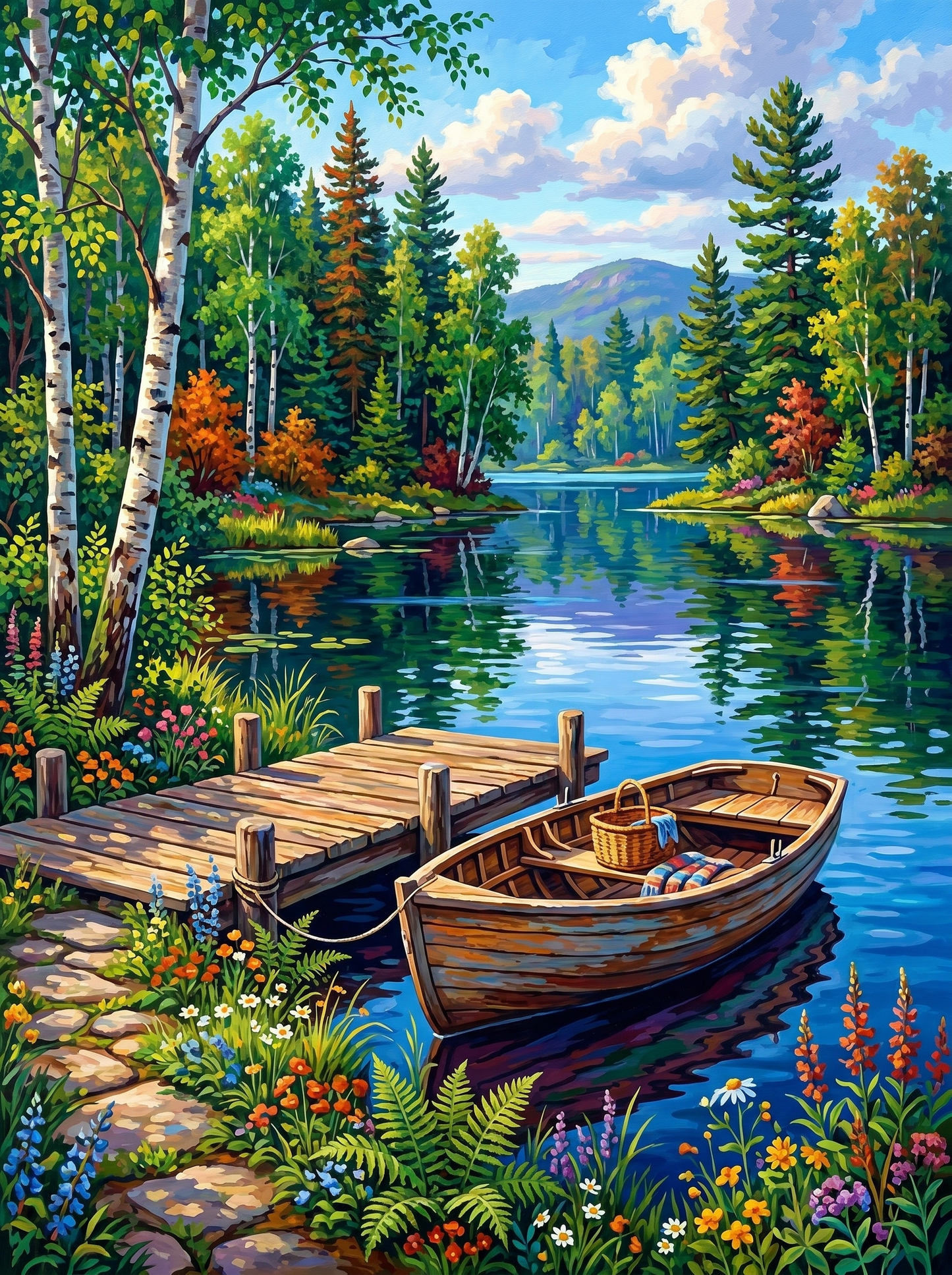 Peaceful Lakeside Boat Retreat (Diamond Painting) Diamond Painting kit