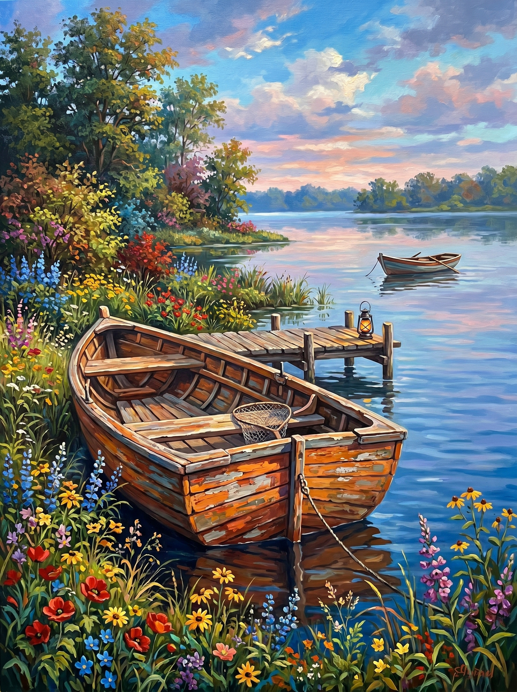 Lakeside Boat Serenity (Diamond Painting) Diamond Painting kit