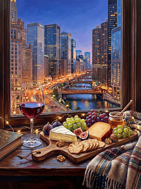 City Lights Wine Evening View (Diamond Painting) Diamond Painting kit