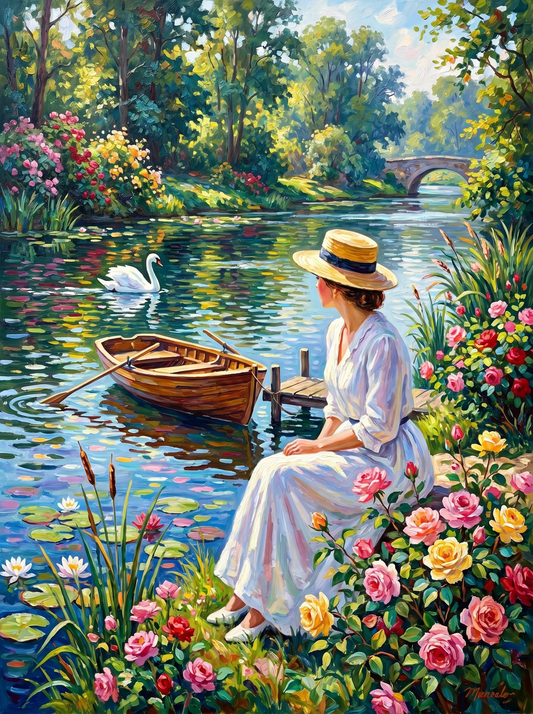 Lakeside Serenity Garden Moment (Diamond Painting)