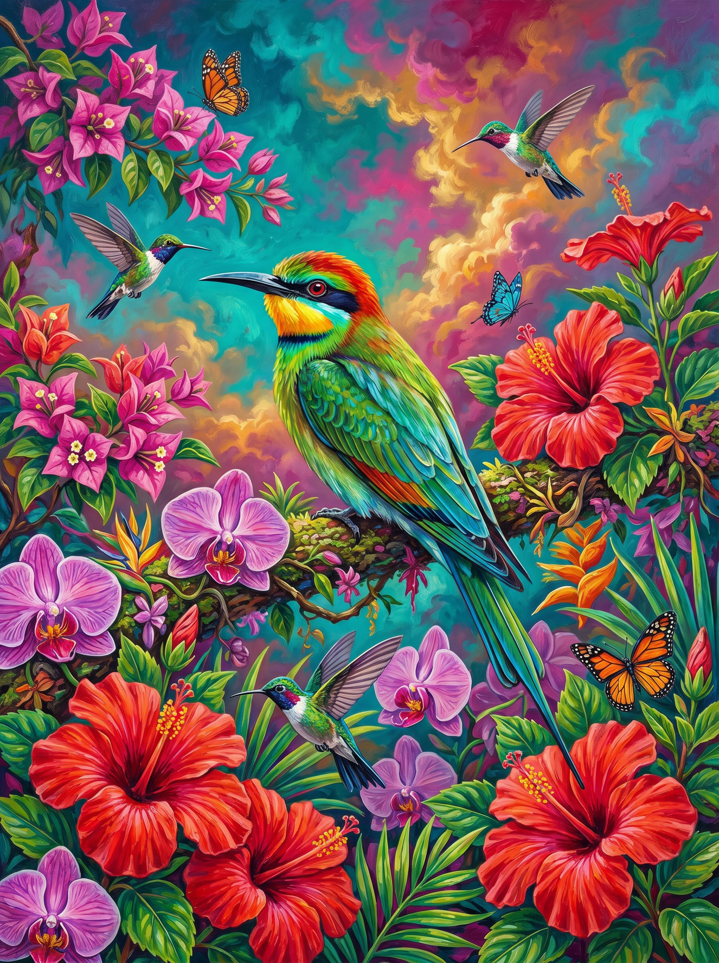 Tropical Hummingbird Paradise Bloom (Diamond Painting) Diamond Painting kit