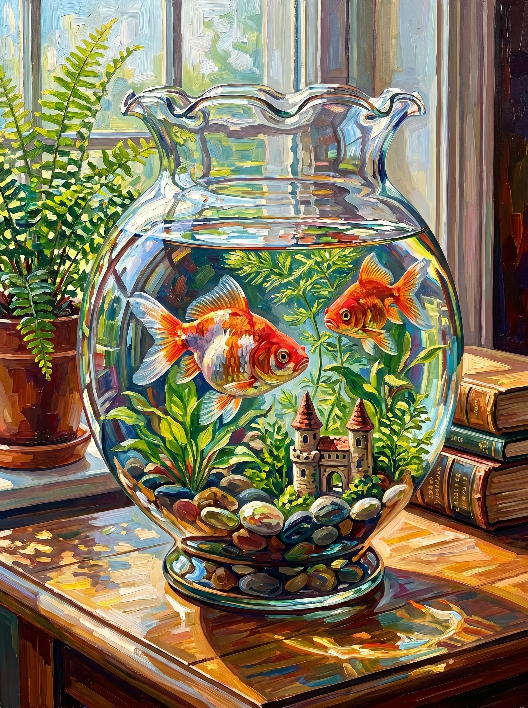Golden Fishbowl Castle Charm (Diamond Painting) Diamond Painting kit