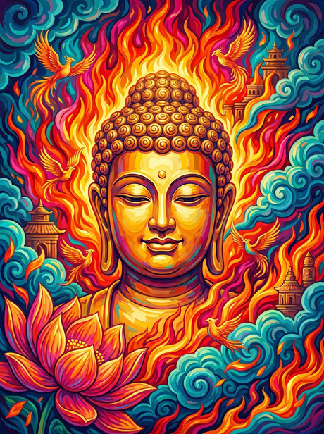 Blazing Buddha Serenity Flames (Diamond Painting) Diamond Painting kit