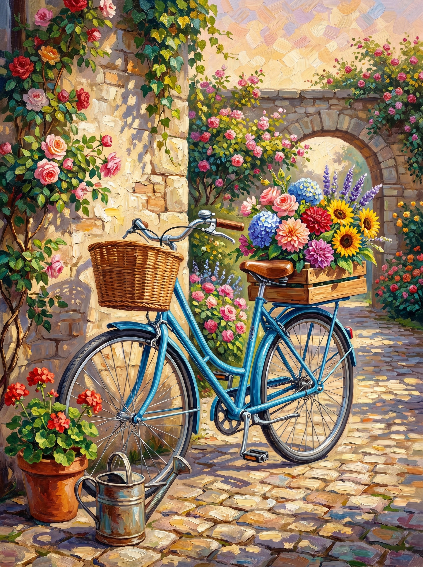 Rose Archway Bicycle Escape (Diamond Painting) Diamond Painting kit
