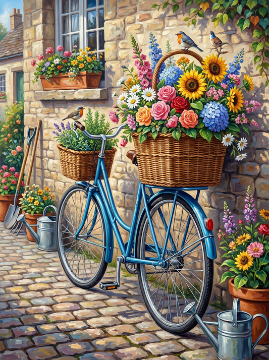 Countryside Bicycle Garden Charm (Diamond Painting)