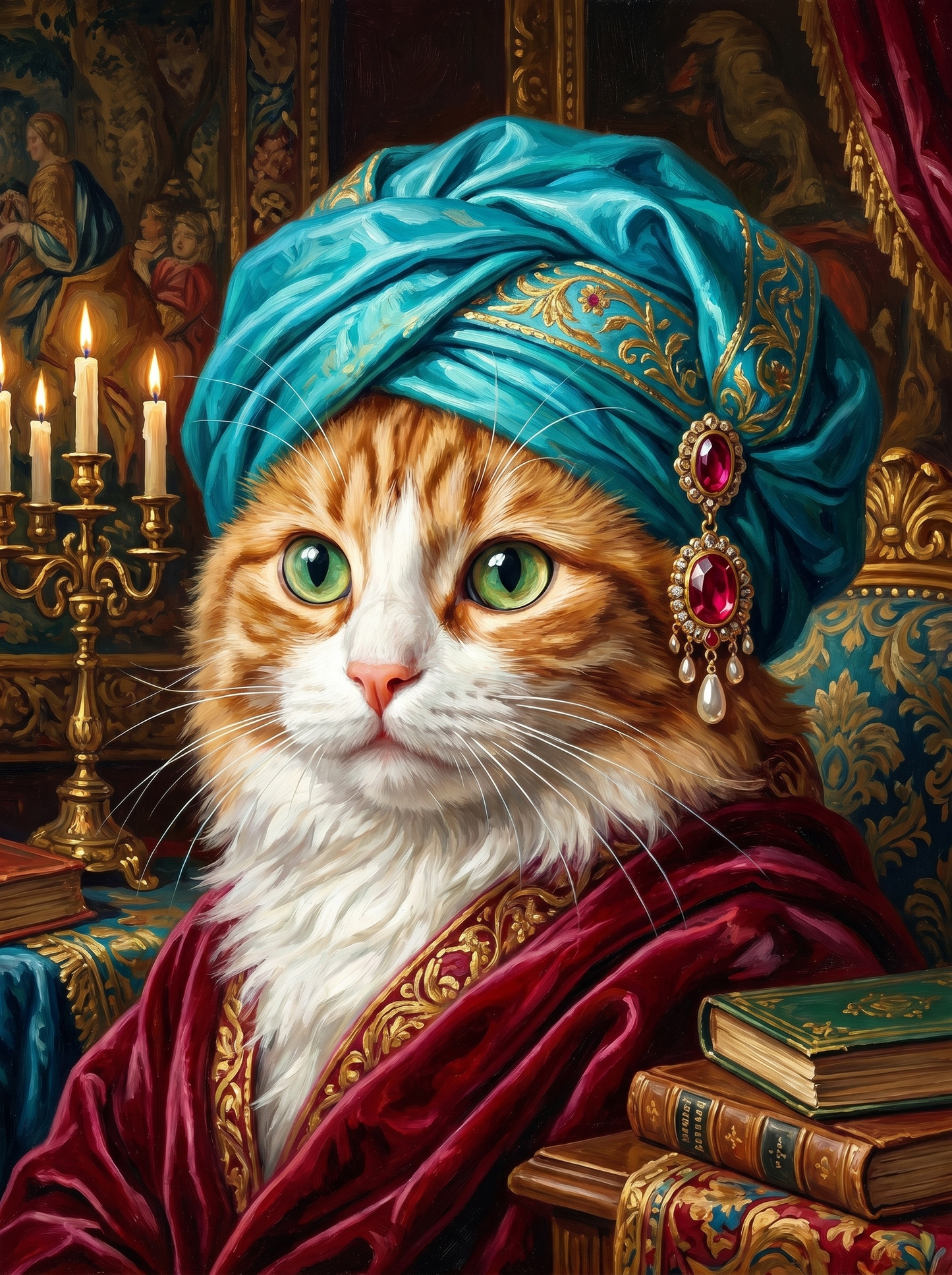 Royal Turban Cat Portrait (Diamond Painting) Diamond Painting kit