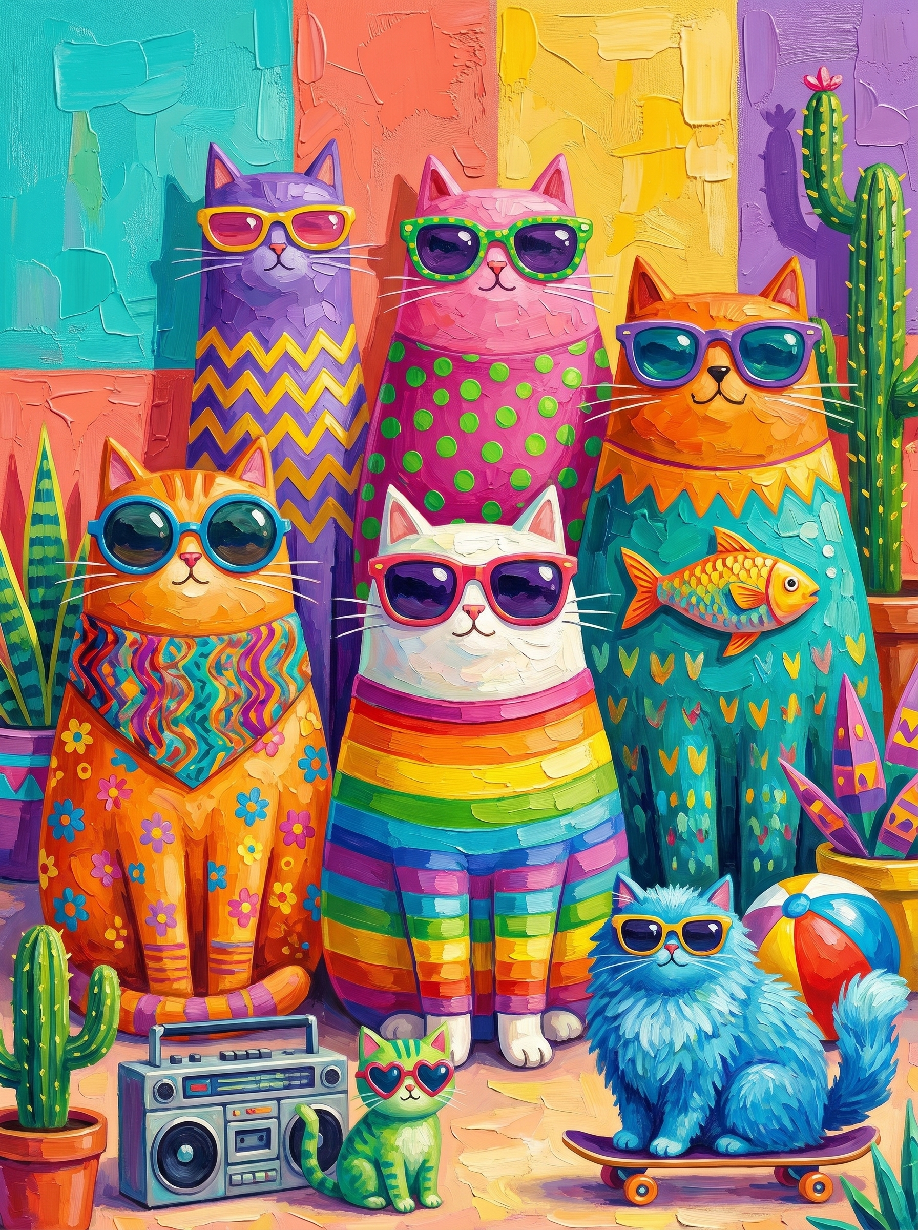 Retro Cool Cats Party (Diamond Painting) Diamond Painting kit