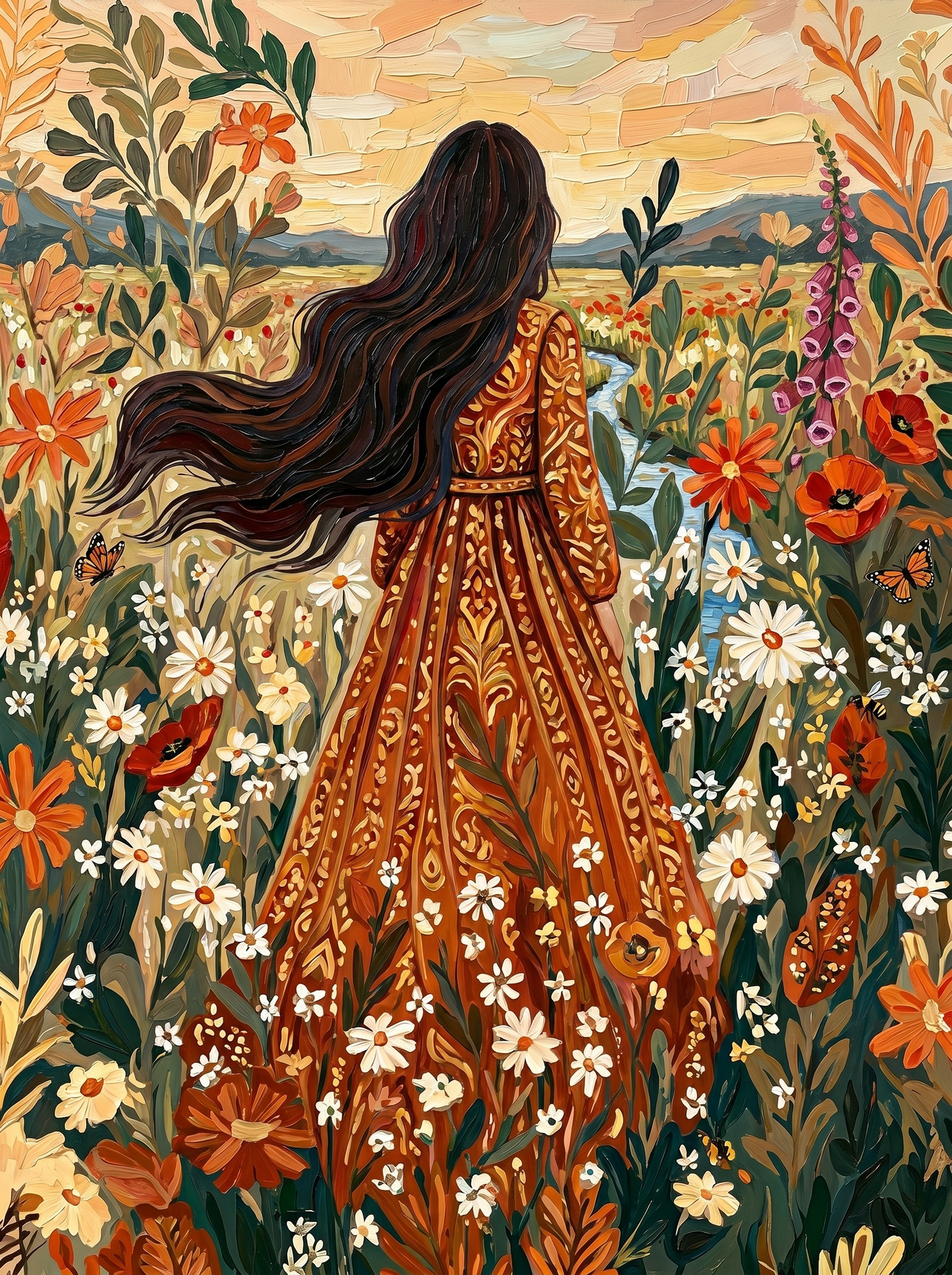 Golden Meadow Wanderer (Diamond Painting) Diamond Painting kit