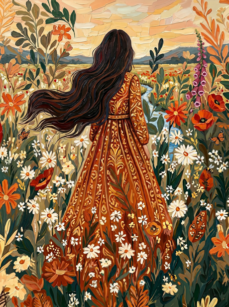 Golden Meadow Wanderer (Diamond Painting) Diamond Painting kit