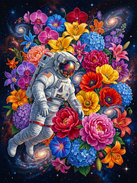 Astronaut Bloom Voyage (Diamond Painting) Diamond Painting kit