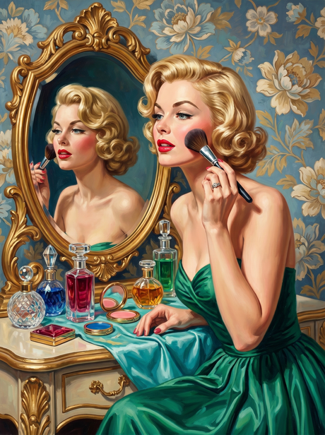 Golden Mirror Beauty Ritual (Diamond Painting) Diamond Painting kit