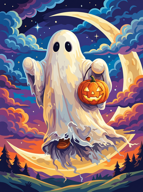 Moonlit Ghost Pumpkin Night (Diamond Painting) Diamond Painting kit