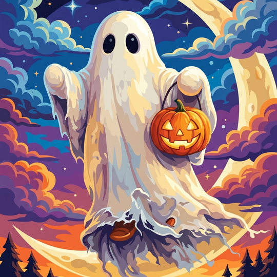Moonlit Ghost Pumpkin Night