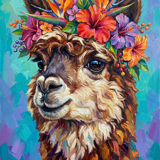 Floral Crown Llama Portrait