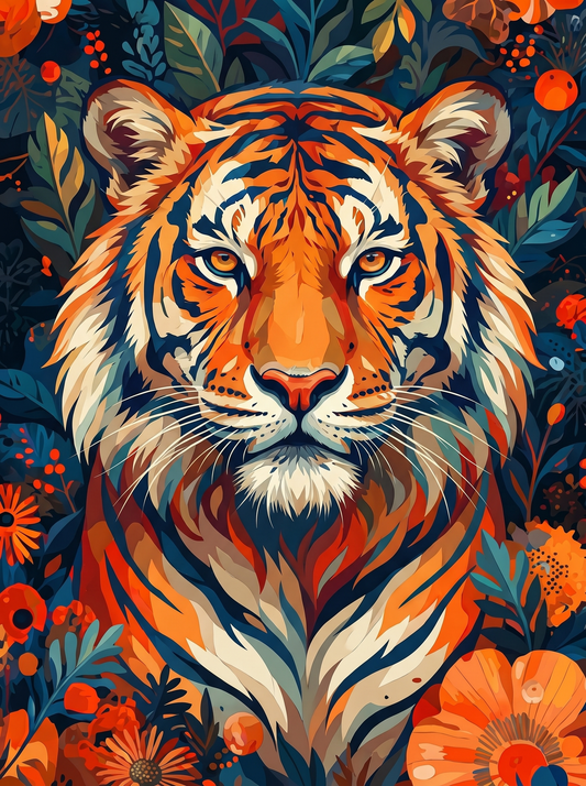 Bold Floral Tiger Gaze (Diamond Painting)