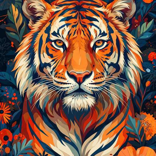 Bold Floral Tiger Gaze