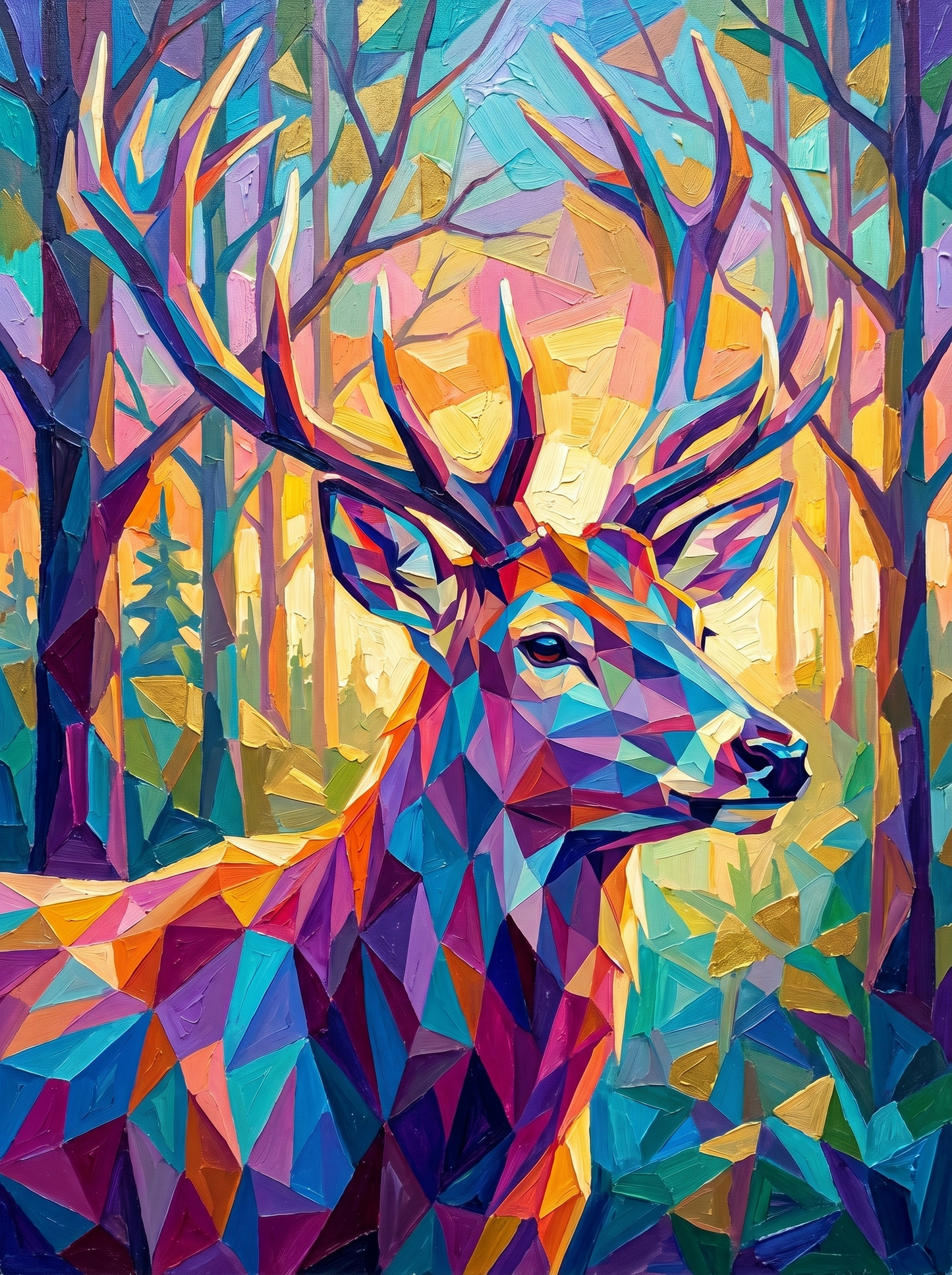 Geometric Forest Stag (Diamond Painting) Diamond Painting kit