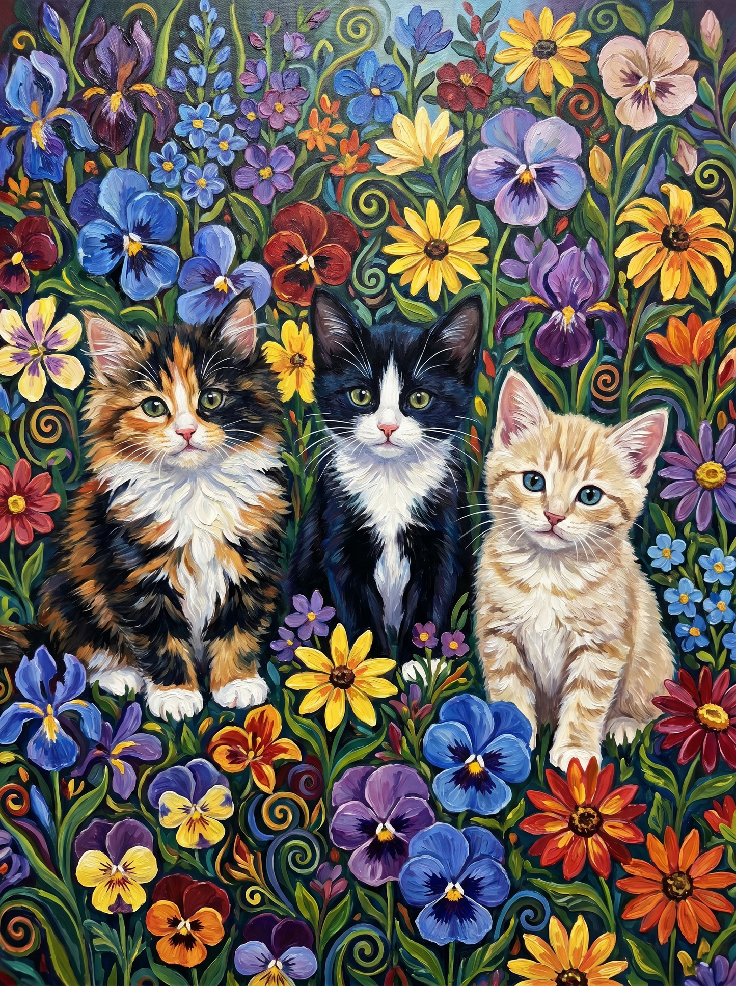Three Kittens Flower Garden (Diamond Painting) Diamond Painting kit