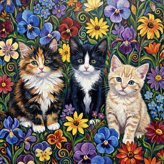 Three Kittens Flower Garden