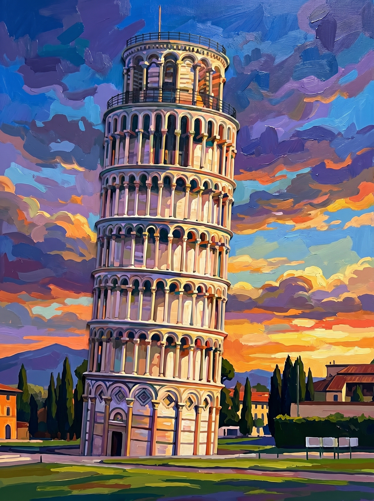 Leaning Tower Sunset Glow (Diamond Painting) Diamond Painting kit