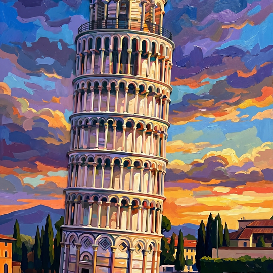 Leaning Tower Sunset Glow