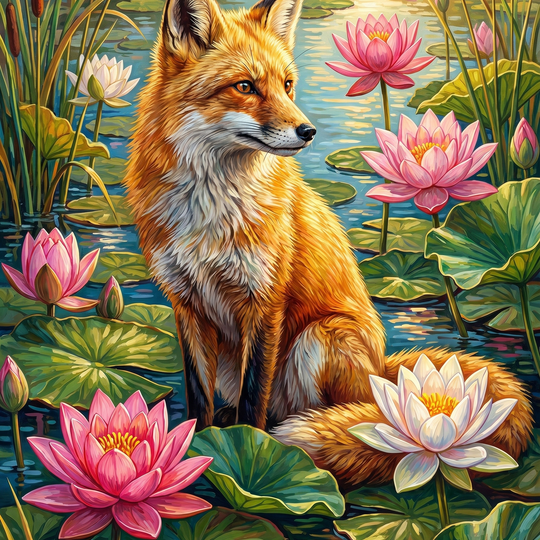 Fox Among Lotus Blooms