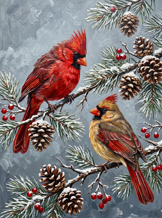 Winter Cardinal Pair (Diamond Painting)