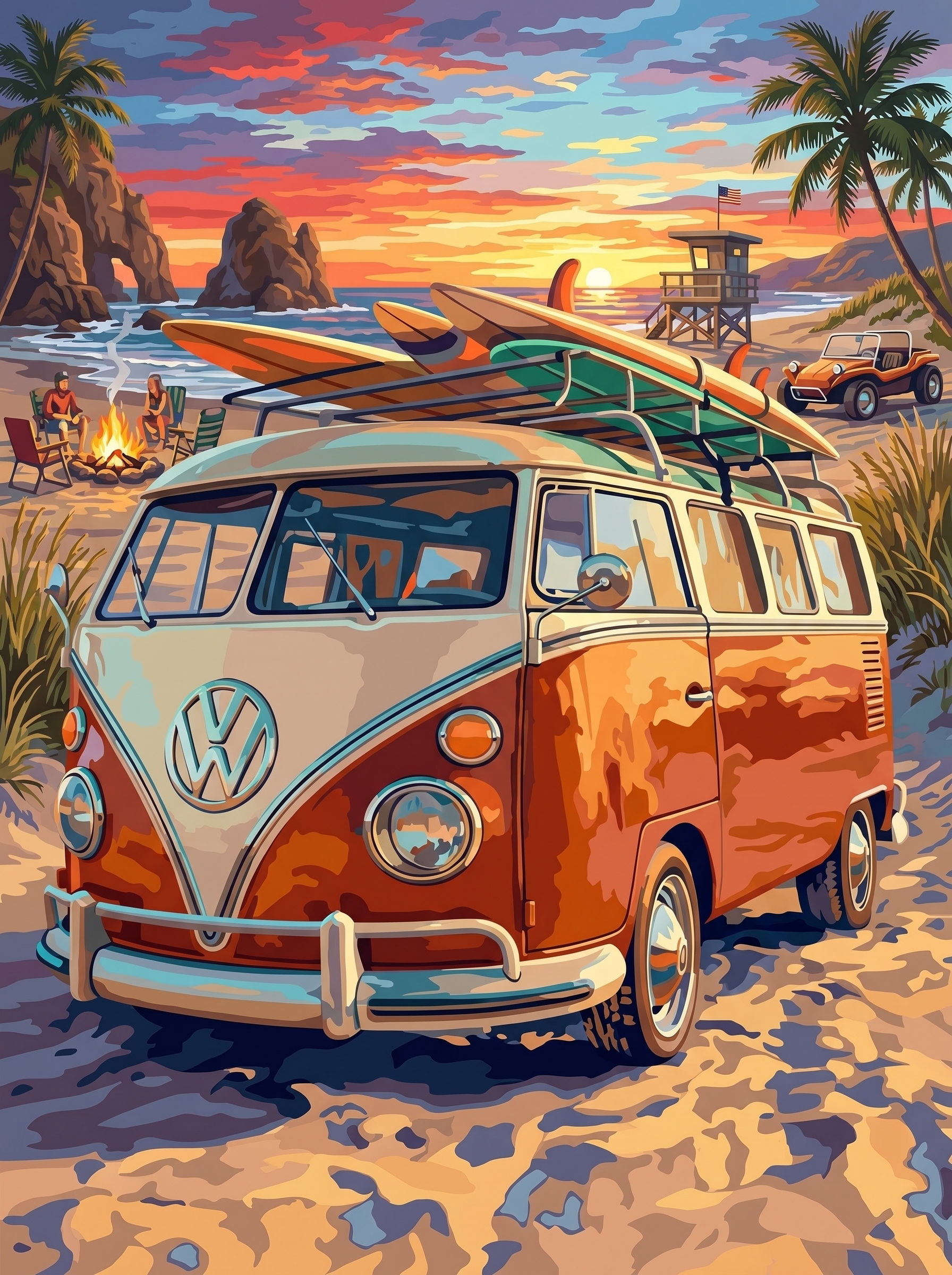 Sunset Surf Camper Escape (Diamond Painting) Diamond Painting kit