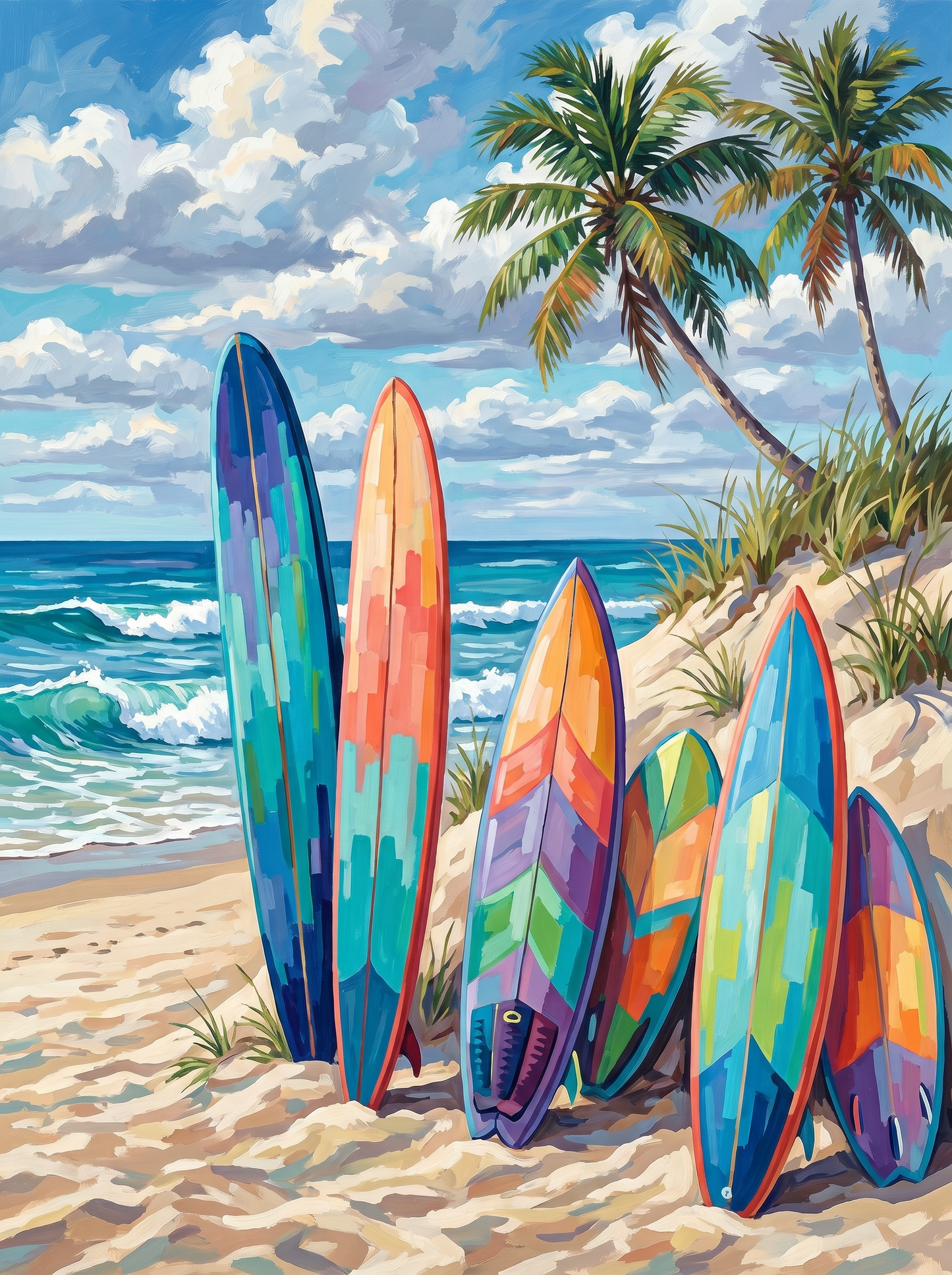 Colorful Surfboard Shoreline (Diamond Painting) Diamond Painting kit