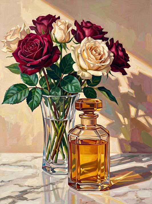 Elegant Roses Perfume Still Life (Diamond Painting)
