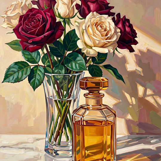 Elegant Roses Perfume Still Life