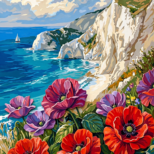 Coastal Cliffs Poppy Bloom