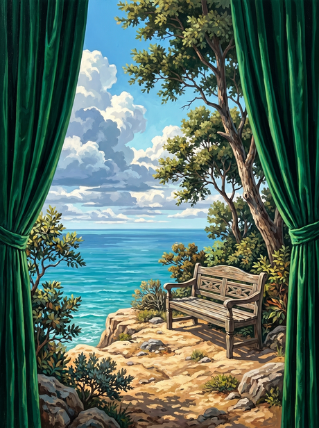 Seaside Bench Hidden View (Diamond Painting) Diamond Painting kit