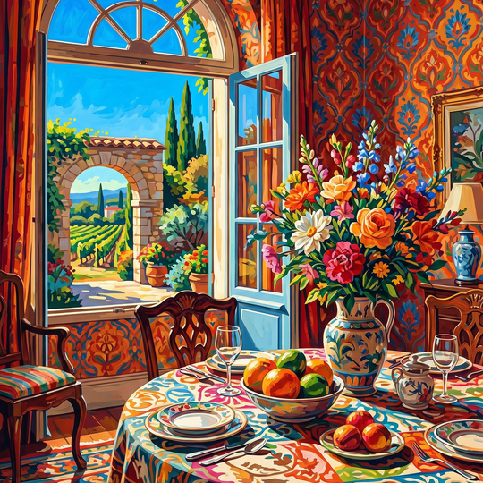 Mediterranean Window Dining View