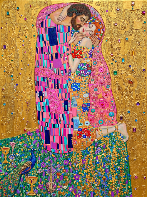 Golden Embrace Mosaic Love (Diamond Painting)