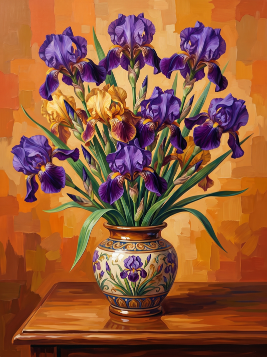 Golden Vase Iris Bloom (Diamond Painting)