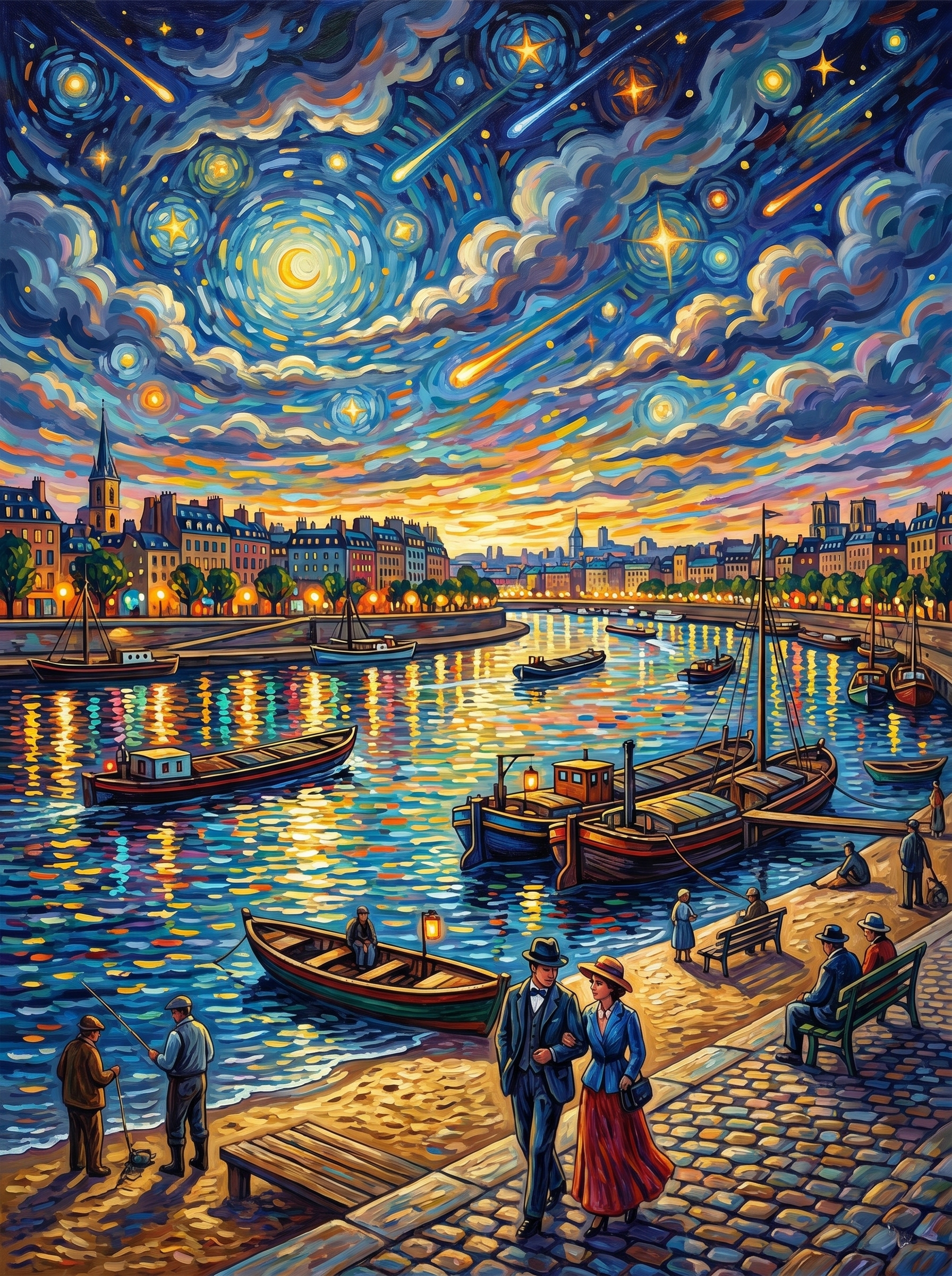 Starry River City Nights (Diamond Painting) Diamond Painting kit
