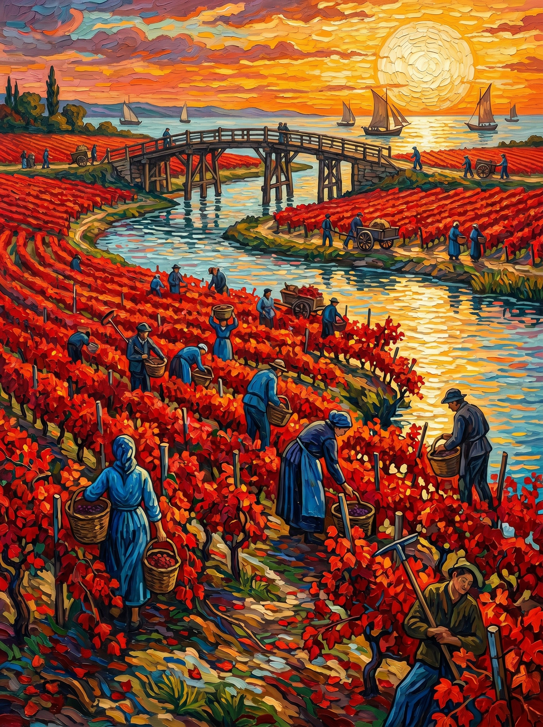 Crimson Harvest by the River (Diamond Painting) Diamond Painting kit