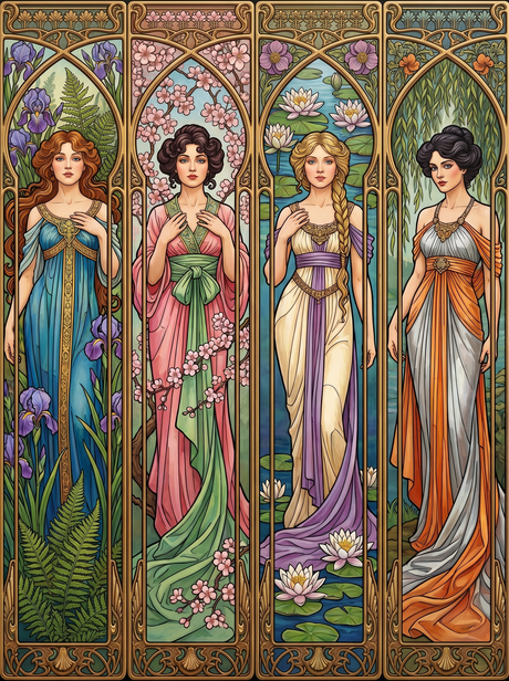 Art Nouveau Seasonal Maidens (Diamond Painting) Diamond Painting kit