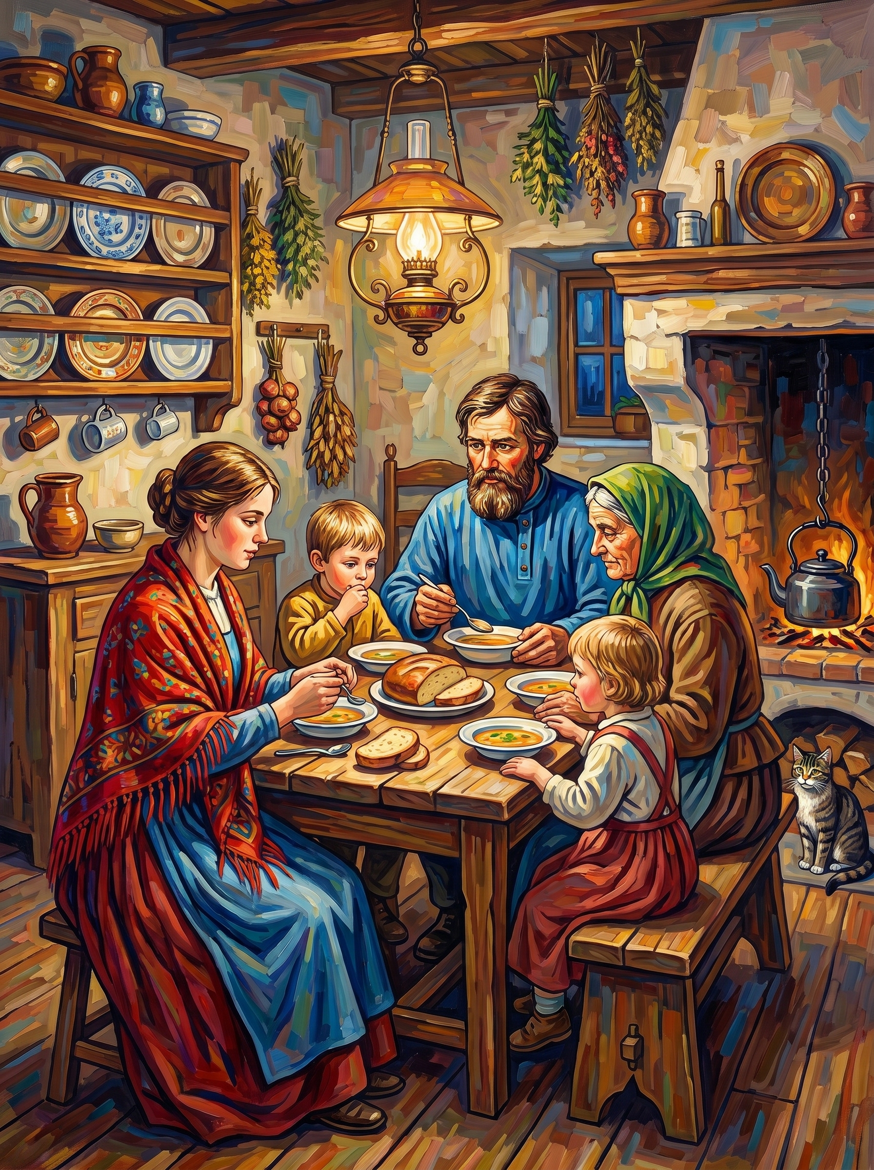Rustic Kitchen Evening Meal (Diamond Painting) Diamond Painting kit