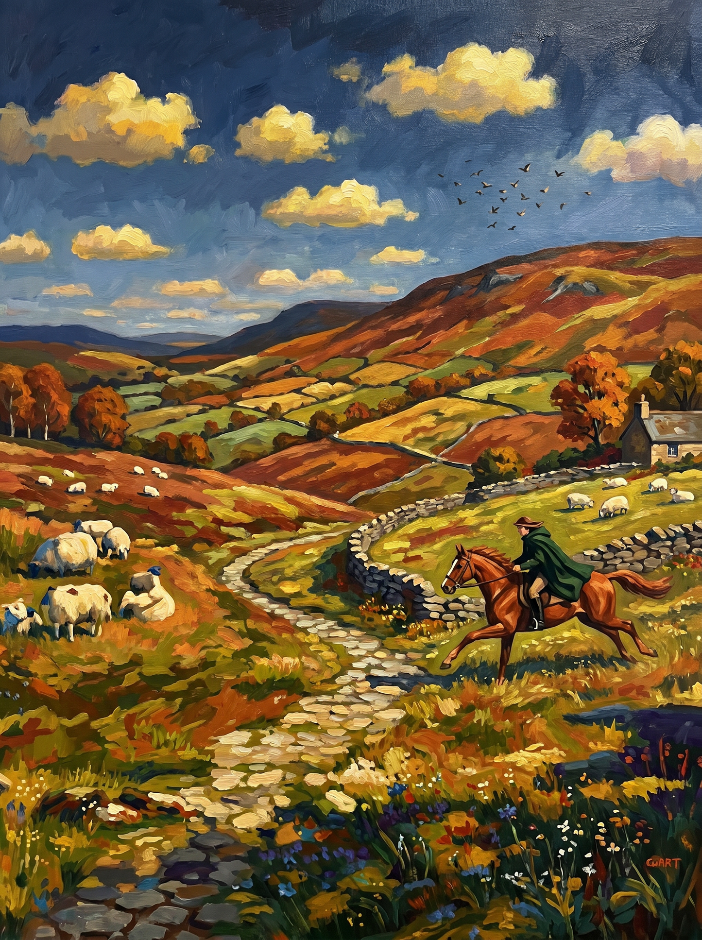 Rider Through Autumn Highlands (Diamond Painting) Diamond Painting kit