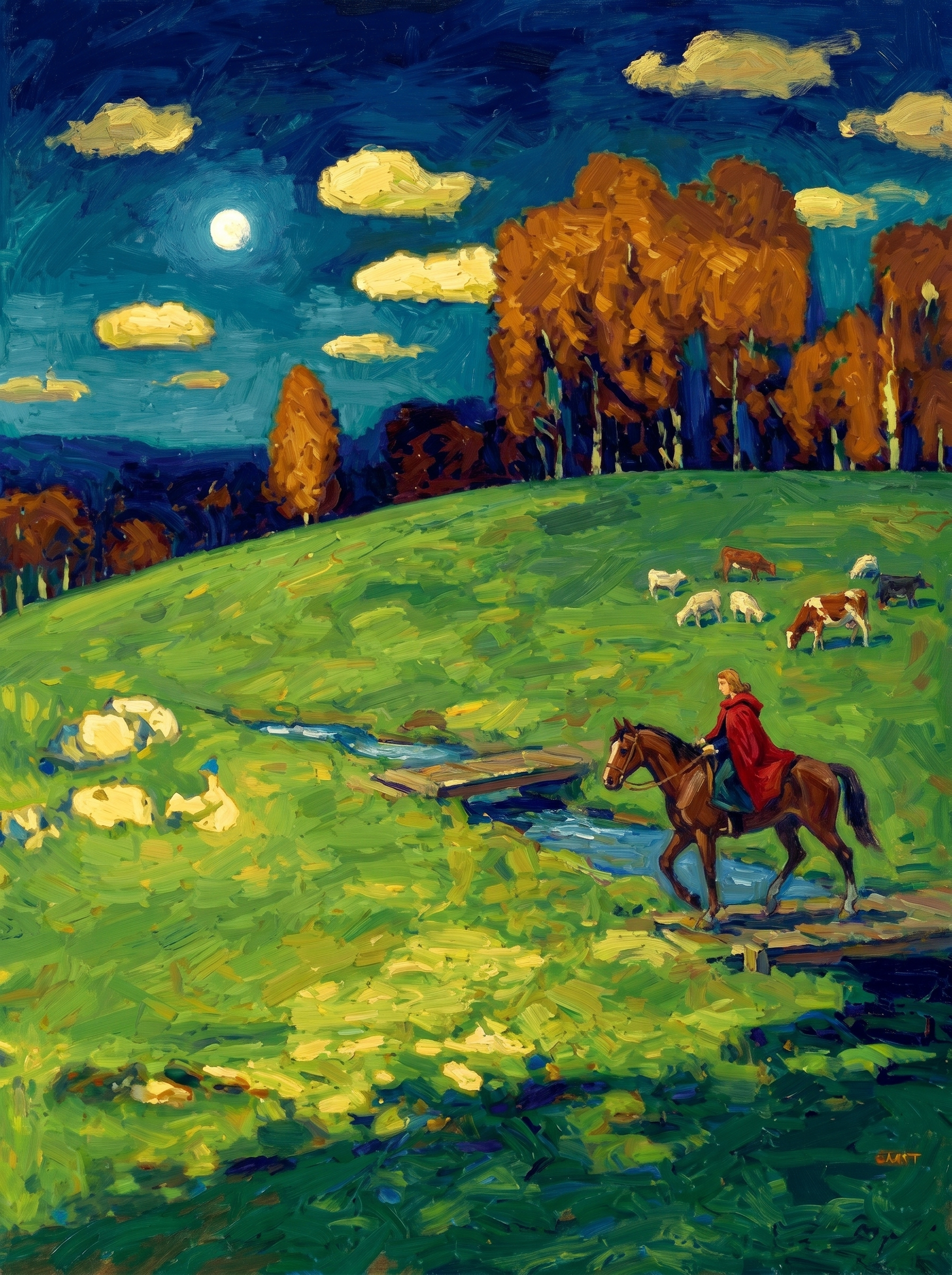 Moonlit Pasture Crossing (Diamond Painting) Diamond Painting kit