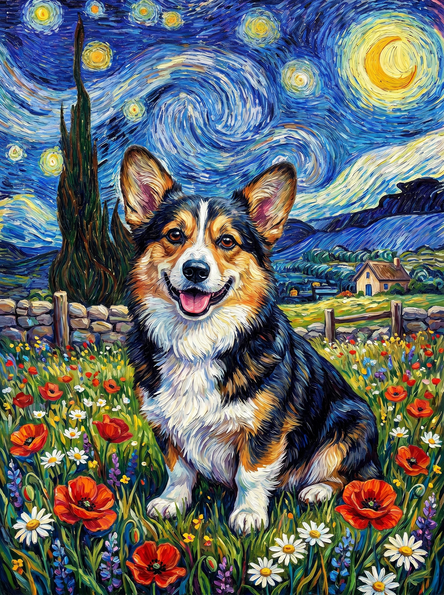 Starry Night Corgi Garden (Diamond Painting) Diamond Painting kit