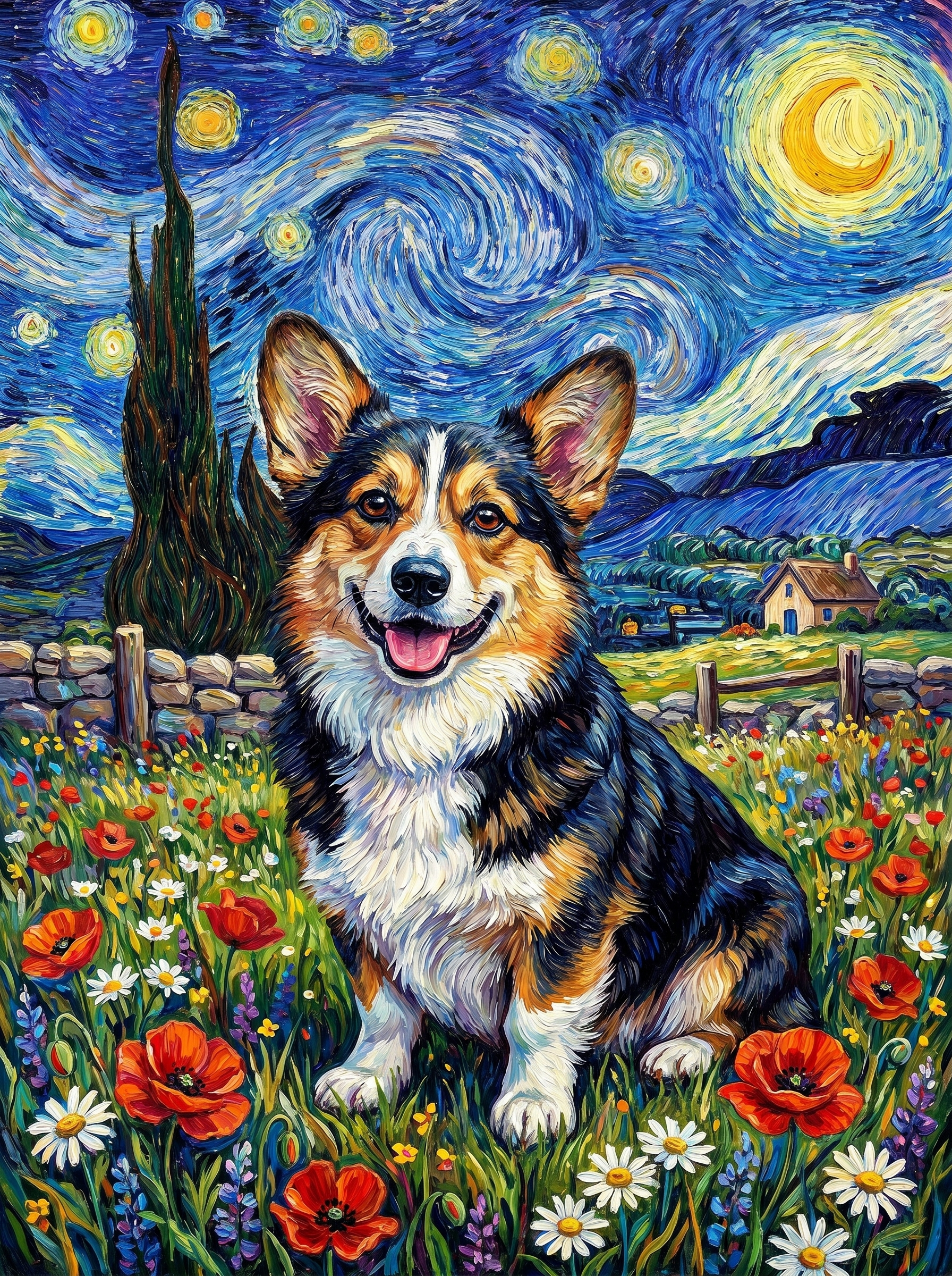 Starry Night Corgi Garden (Diamond Painting) Diamond Painting kit