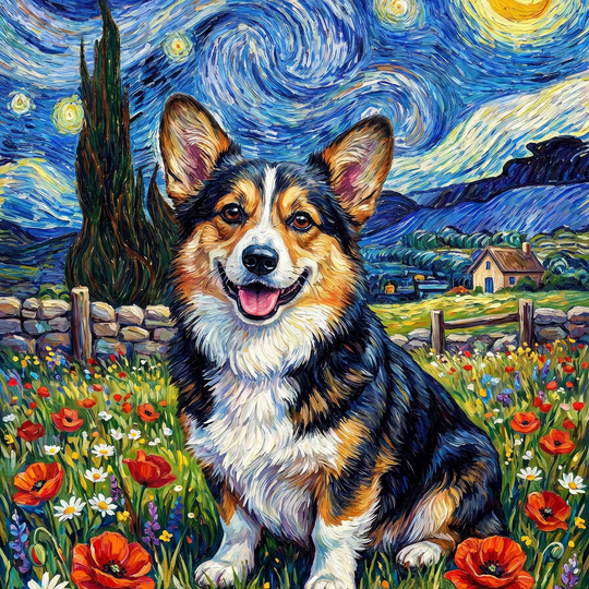 Starry Night Corgi Garden