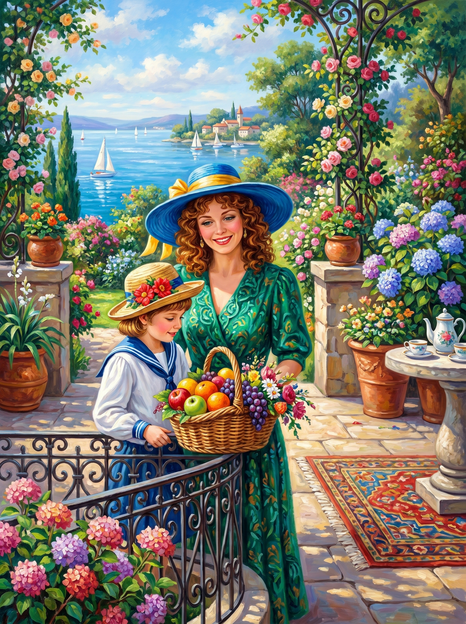 Mediterranean Terrace Picnic (Diamond Painting) Diamond Painting kit
