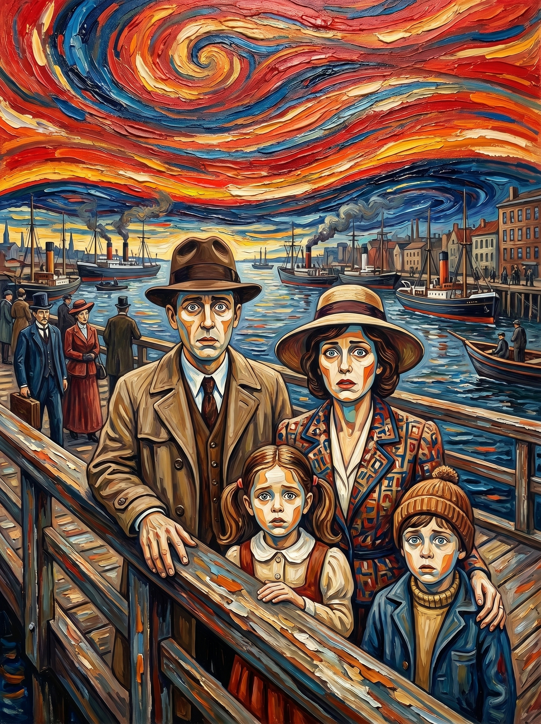 Expressionist Harbor Departure Scene (Diamond Painting) Diamond Painting kit