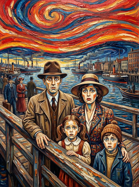 Expressionist Harbor Departure Scene (Diamond Painting) Diamond Painting kit