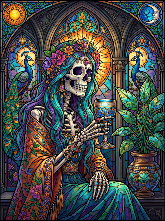 Stained Glass Skeleton Empress (Diamond Painting)